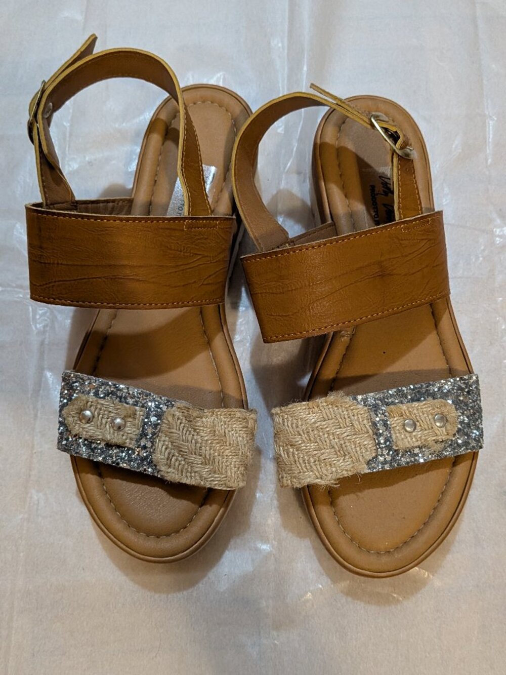 Tan Leather Wedge Sandals